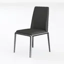 Modern Minimalist Dark Gray Leather Metal Dining Chair 3D Model Left 45 Degree View