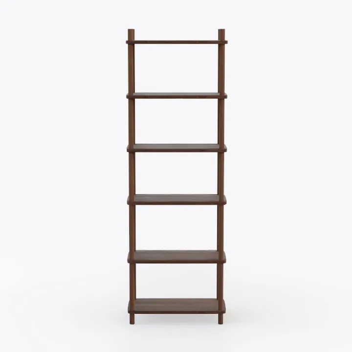 Minimalist Solid Walnut Wood Freestanding Bookshelf 3D Model