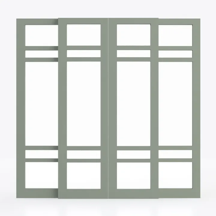 Minimalist Sage Green Sliding Glass Door Room Divider 3D Model