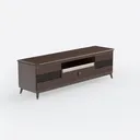 Modern Dark Walnut Solid Wood TV Stand With Storage Drawers 3D Model Right 45 Degree View