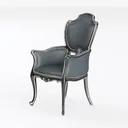 Vintage Leather Upholstered Ornate Armchair 3D Model Left 45 Degree View