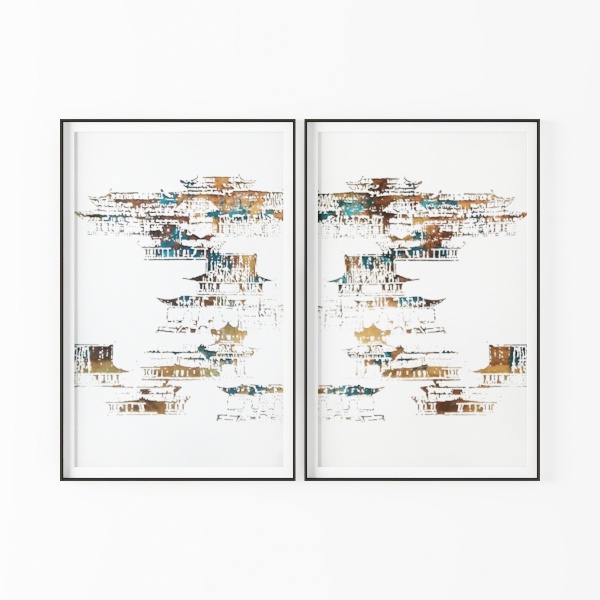 TANXM 4 Set - Pink rose Canvas Painting Flower