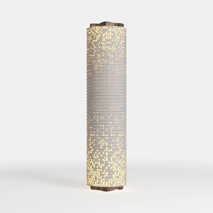 Minimalist White Fabric Cutout Floor Lamp 3D Model