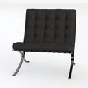 Modern Black Leather Tufted Stainless Steel Frame Accent Chair 3D Model Left 45 Degree View