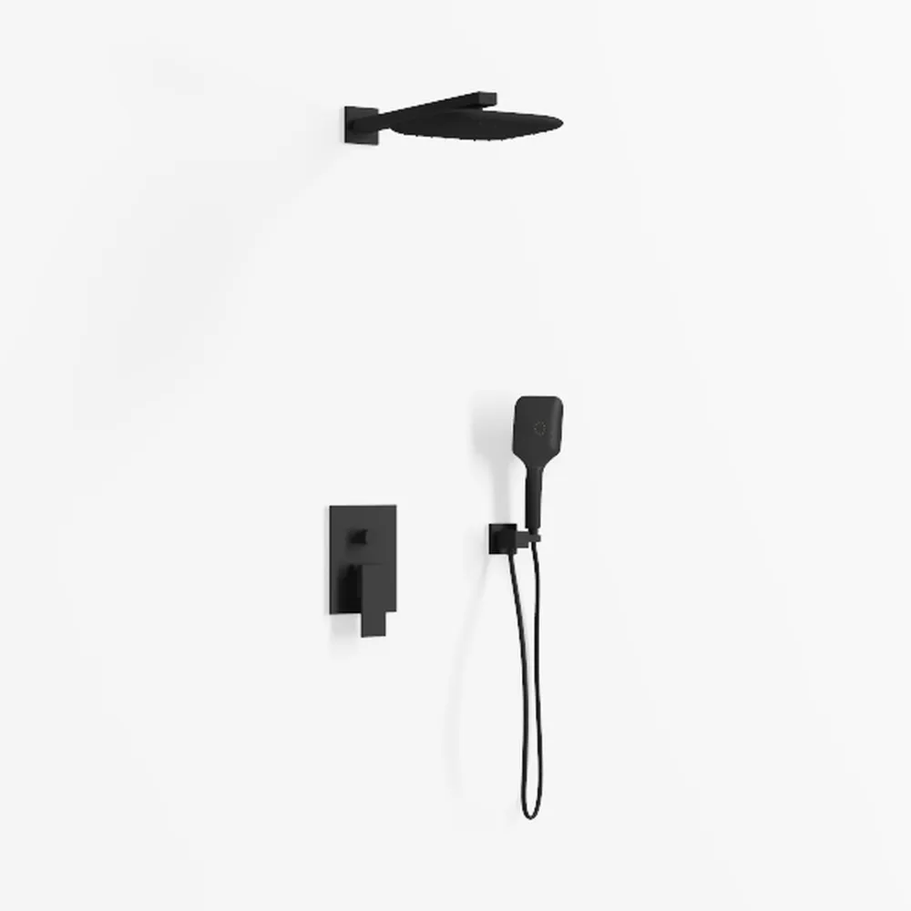 Aquabrass Shower Set with Showerhead and Handheld in Electro Black (Valve sold separately)