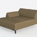 Minimalist Brown Fabric Chaise Lounge with Black Legs 3D Model Left 45 Degree View