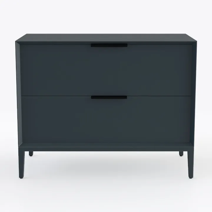 Minimalist Dark Solid Wood 2 Drawer Dresser 3D Model