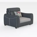 Modern Fabric Accent Chair with Decorative Throw Pillows 3D Model Right 45 Degree View
