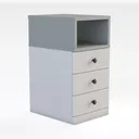 Minimalist Two Tone Solid Wood Nightstand With Open Shelf 3D Model Right 45 Degree View