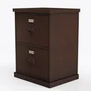Vintage Walnut Two Drawer Filestone Cabinet 3D Model Left 45 Degree View