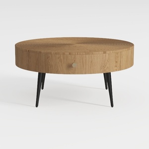 KEIKI 35.4" Round Retro Wood Coffee Table