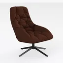 Modern Brown Fabric Tufted Swivel Armchair 3D Model Right 45 Degree View