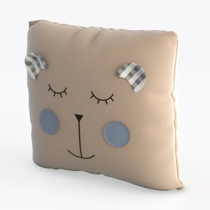 Cute Cartoon Bear Print Fabric Throw Pillow 3D Model