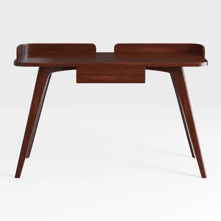 Mid-Century Walnut Solid Wood Home Office Desk 3D Model