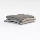 Neutral Linen Knit Fabric Folded Bedding Set 3D Model Right 45 Degree View