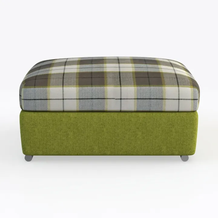 Two Tone Plaid Fabric Upholstered Storage Ottoman 3D Model