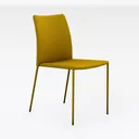 Minimalist Mustard Fabric Metal Dining Chair 3D Model Right 45 Degree View