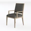 Modern Solid Wood Grey Fabric Upholstered Armchair 3D Model Left 45 Degree View