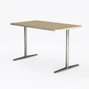 Minimalist Solid Wood Metal Office Desk 3D Model Left 45 Degree View