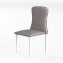 Minimalist Fabric Upholstered Metal Leg Dining Chair 3D Model Left 45 Degree View
