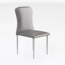 Minimalist Fabric Upholstered Metal Leg Dining Chair 3D Model Right 45 Degree View