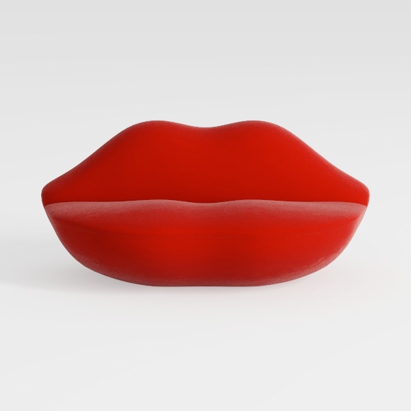 Lip-Shaped Velvet Loveseat Sofa, 80 Inch Red State