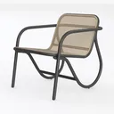 Modern Minimalist Metal Cane Armchair 3D Model Left 45 Degree View