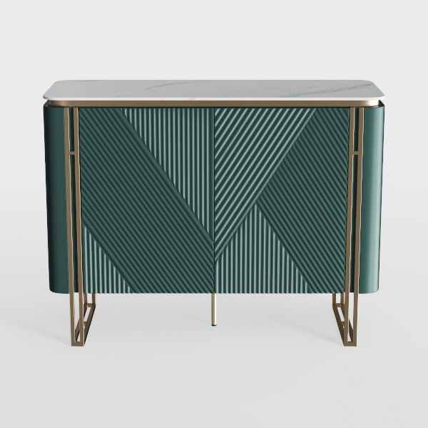 HLR Green Accent Fluted Small Cabinet with 2 Doors