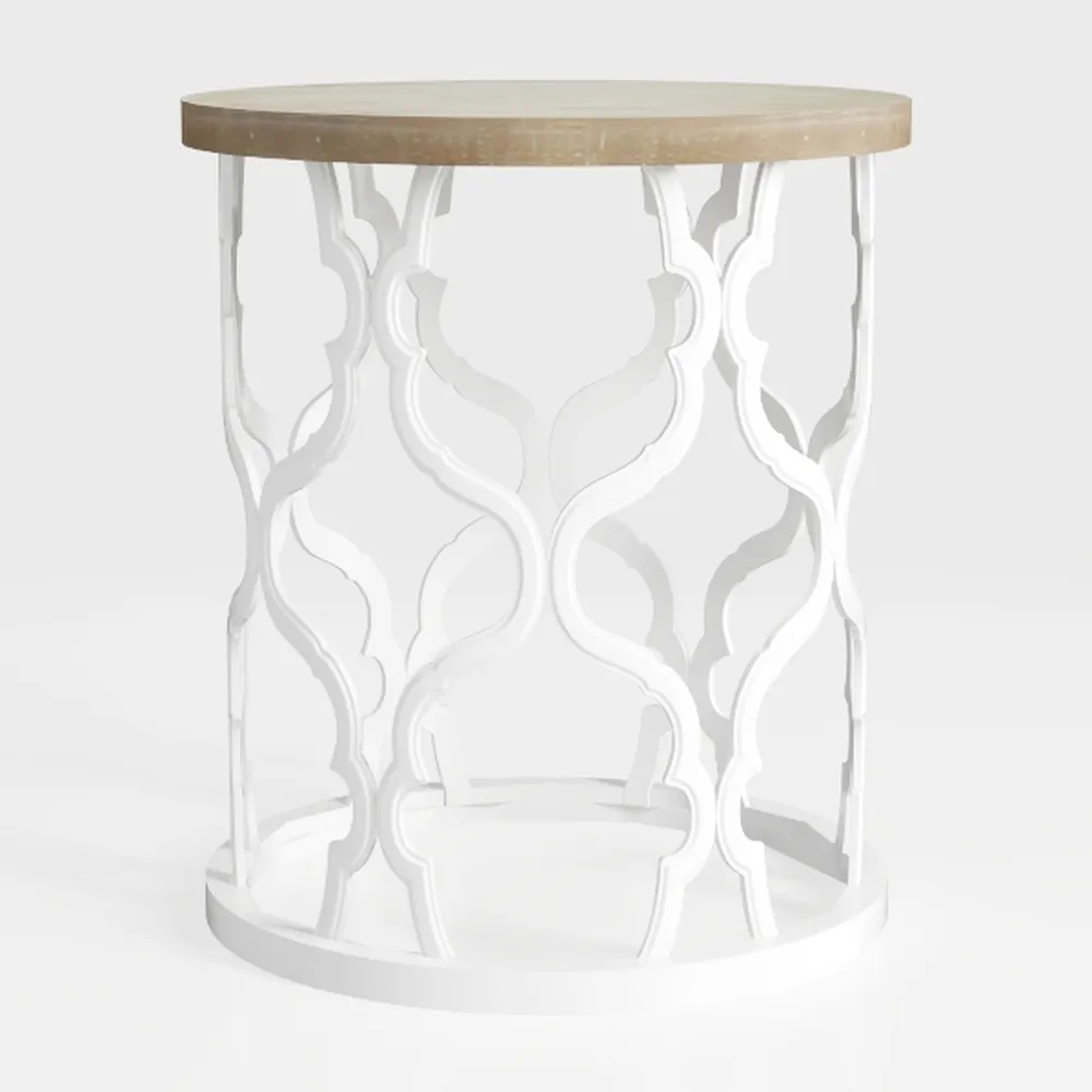 Farmhouse End Table, 17.7'' Round French Country