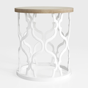 Farmhouse End Table, 17.7'' Round French Country