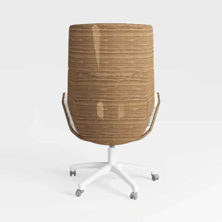 Modern Oak Wood White Metal Frame Office Chair 3D Model