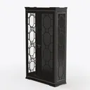 Modern Black Solid Wood Glass Door Display Cabinet 3D Model Left 45 Degree View