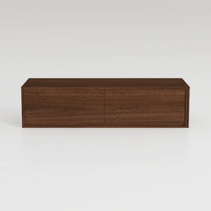 Minimalist Walnut Solid Wood Floating TV Cabinet 3D Model