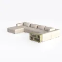 Minimalist Fabric L Shaped Sectional Sofa with Side Storage Shelf 3D Model Left 45 Degree View