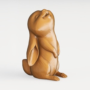 Wooden Cute Rabbit Figurine Decor 3D Model