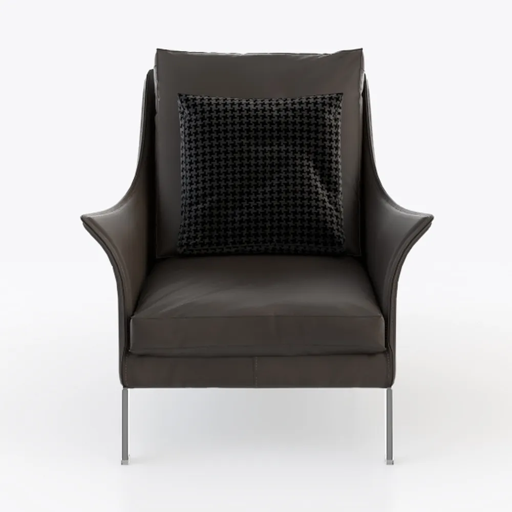 Mid Century Modern PU Leather Accent Chair with Ar