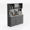48'' Tall Buffet Sideboard Cabinet with 3 Doors Right 45 Degree View