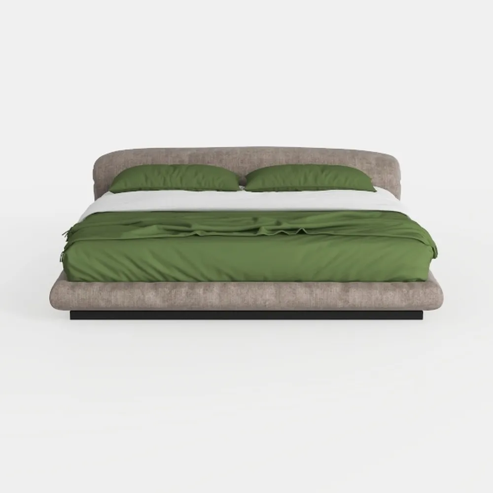 LSIGHTUS Grey Modern Queen Size Platform Bed, Leat