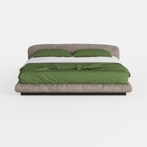 LSIGHTUS Grey Modern Queen Size Platform Bed, Leat