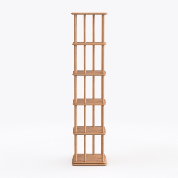 Solid Wood Rotating Bookshelf on Wheels, 6 Tier, R