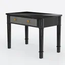 Modern Black Marble Top Solid Wood Two Drawer Console Table 3D Model Left 45 Degree View