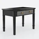 Modern Black Marble Top Solid Wood Two Drawer Console Table 3D Model Right 45 Degree View