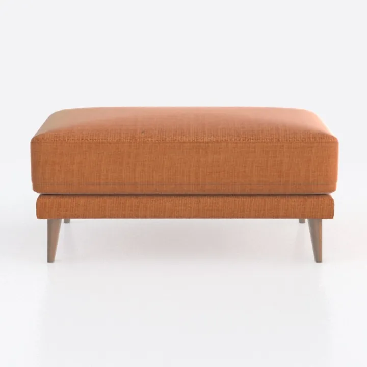 Hudson Orange Velvet Square Ottoman