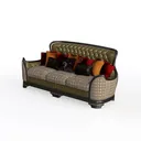 Luxury Classic Tufted Leather Fabric Three Seater Sofa 3D Model Left 45 Degree View