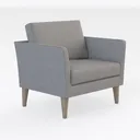 Minimalist Fabric Wood Armchair 3D Model Right 45 Degree View