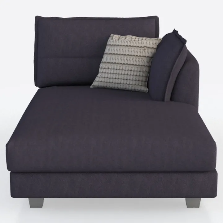 Minimalist Dark Fabric Chaise Lounge With Decorative Throw Pillows 3D Model