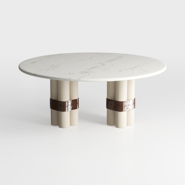 Sana 35 in. White Round Wood Coffee Table with Fou
