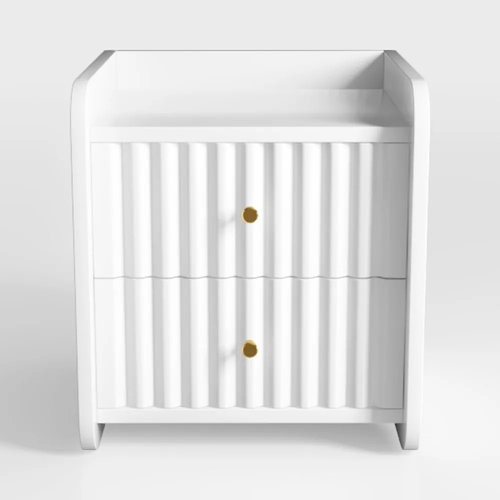 ANCTOR Fluted Nightstand Night Stand with Charging