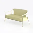 Minimalist Solid Wood Fabric Loveseat Sofa 3D Model Left 45 Degree View