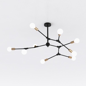 Modern Black Brass Metal Sputnik Chandelier Ceiling Lamp 3D Model